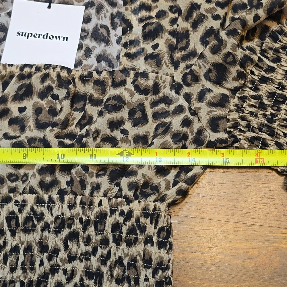 Superdown Lexi Smocked Top Cheetah Print